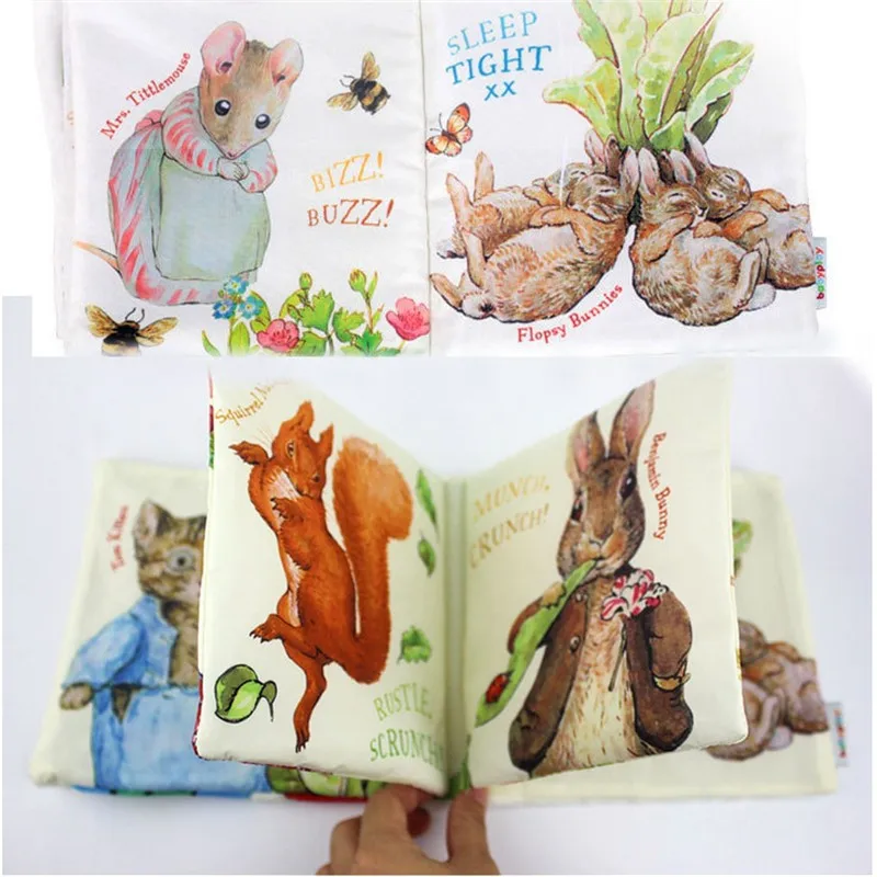 

Baby Educational Toy Cloth Book 3D Rabbit Activity Book Cartoon Animal Soft Short Plush Animal Story Intelligence Developing Toy
