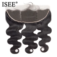 Tissages de cheveux brésiliens remy swiss lace-ISEE HAIR, cheveux naturels, lace frontal closure, Body Wave, oreille à oreille, partie libre, avec baby hair, 13*4