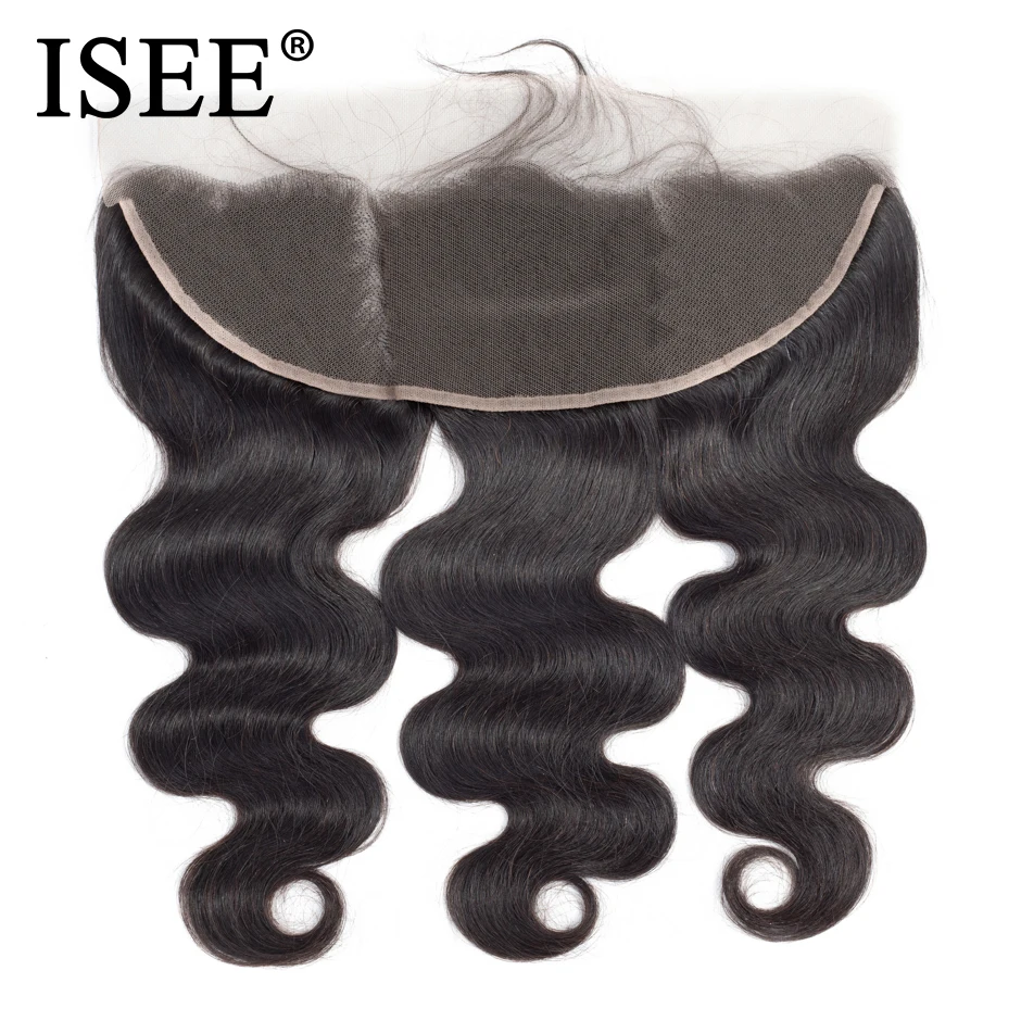 

ISEE HAIR Brazilian Body Wave Lace Frontal Closure 13*4 Swiss Lace Remy Human Hair Weaves Ear To Ear Free Part With Baby Hair