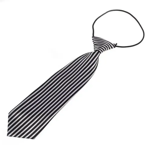 Черно-белый Детский галстук в Вертикальную Полоску