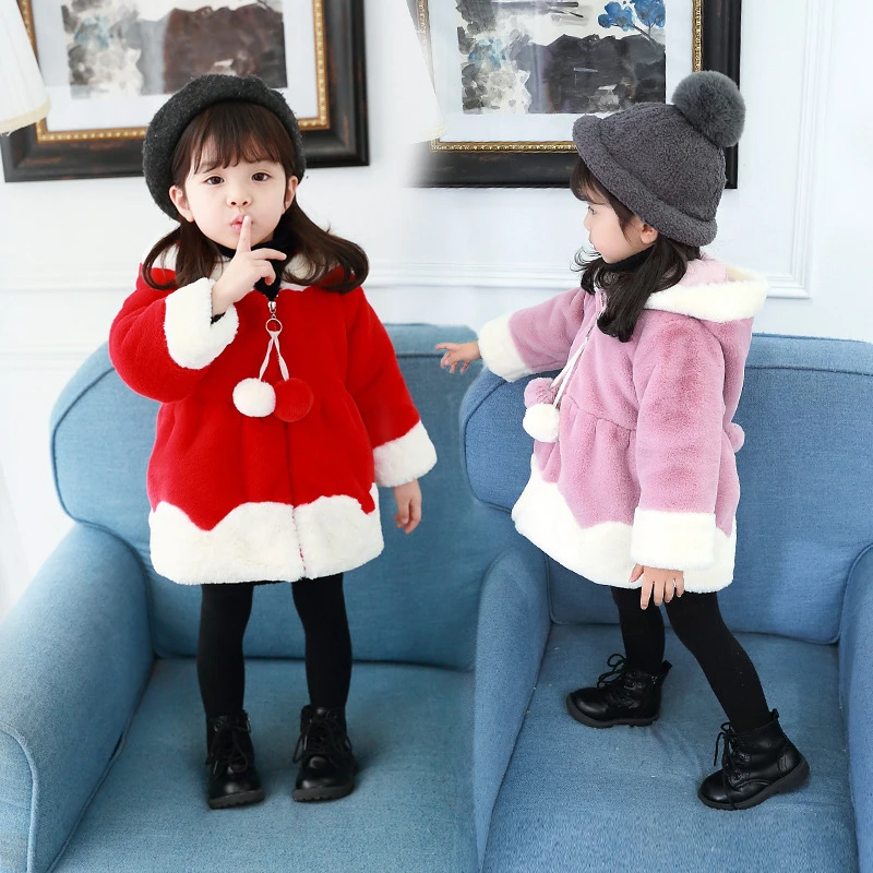 Infant Girls Autumn Winter Plus Velvet Coat Baby Soft cloak Hooded Warm Jacket Kids Fur Comfortable Outerwear Girl | Детская одежда и
