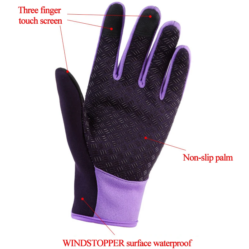 Sireck Fleece Thermal Cycling Gloves Winter Windproof Chill-proof Bicycle Gloves Touchscreen Full Finger Bike Gloves Gants Vtt