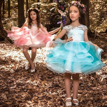 

2019 New Tutu Girls Dress Princess Wedding Party Prom Gown Cute Children Evening Clothing Tule Kids Dresses For Girls 8 Years