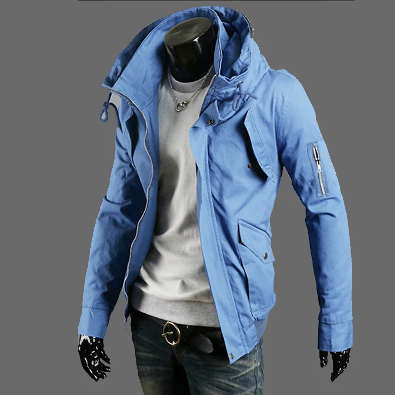 Качественные мужские повседневные куртки на молнии, черная камуфляжная верхняя одежда, мужские пальто, мужские куртки-бомберы, Мужская брендовая одежда размера плюс 5XL - Цвет: Небесно-голубой