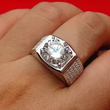 750, мужское кольцо из белого золота, Муассанит, великолепные мужские ювелирные изделия, Золотое кольцо, 5ct, синтетические бриллианты, Муассанит, ювелирные изделия для помолвки, джентльмен