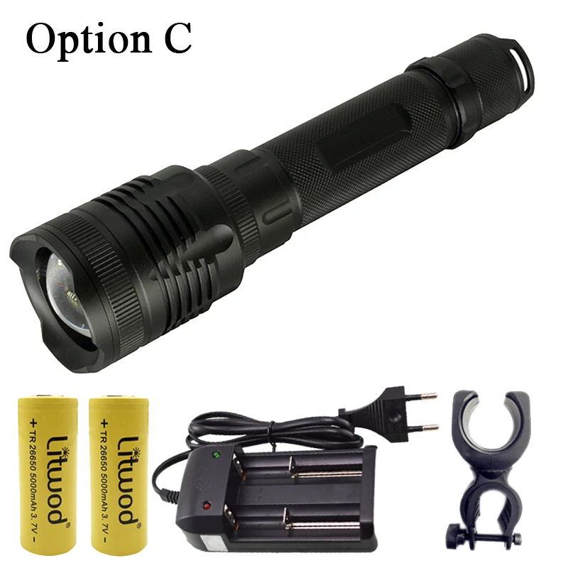 Litwod Z30P78 светодиодный фонарик CREE XHP70.2 40000LM Мощный тактический фонарь с зумом для 2*26650 батареи для охоты - Испускаемый цвет: Option C