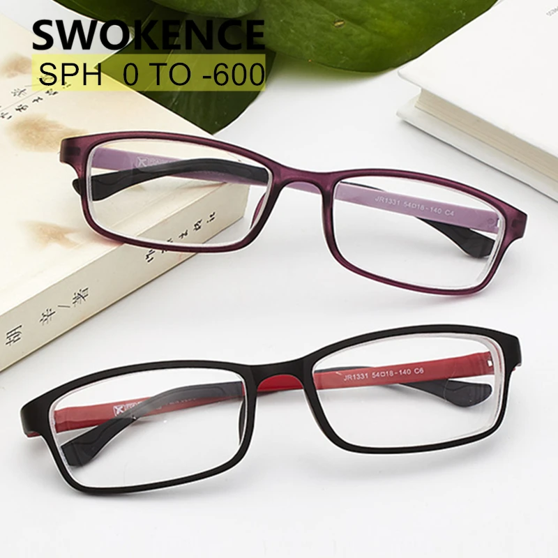 

SWOKENCE Diopter -0.5 -1 -1.5 -2 -2.5 -3 -3.5 -4 -4.5 -5 -5.5 -6 Finished Myopia Glasses TR90 Frame Nearsighted Eyeglasses F168