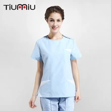 Светло-синий высокого качества с короткими рукавами доктор униформа для медсестер медицинский салон красоты скраб набор хирургическая медицинская Рабочая форма