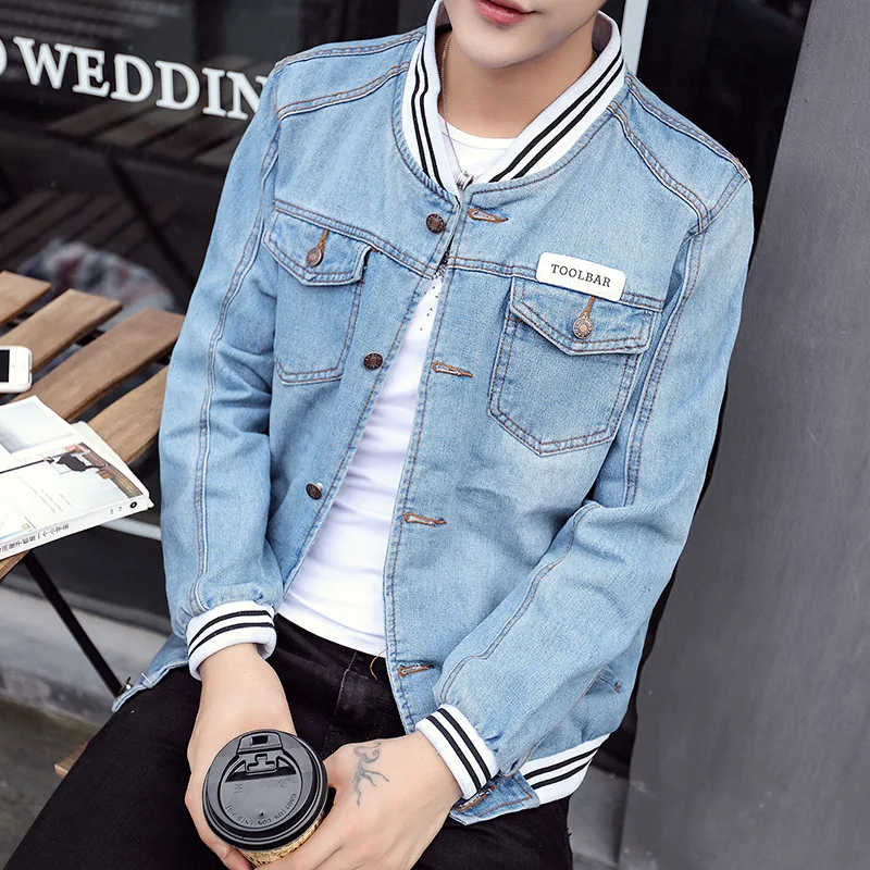 

Season in the spring of 2019 men's collar denim jacket cultivate one's morality joker jean jacket