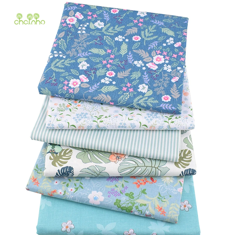 

Chainho,6pcs/lot,Green Floral,Print Twill Cotton Fabric,Patchwork Cloth,DIY Sewing&Quilting Fat Quarters Material For Baby&Child