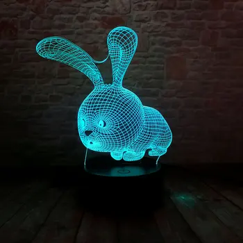 

Flash Rabbit Model 3D Illusion Nightlight Colorful Flash Lighting Rabbit Animal Figure Toys