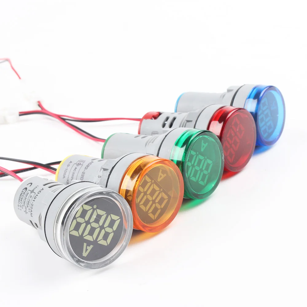 

plastic 22mm AD16-22DSA Mini Ammeter current meter indicator LED with CT transformer White Yellow Red Green Blue illumination