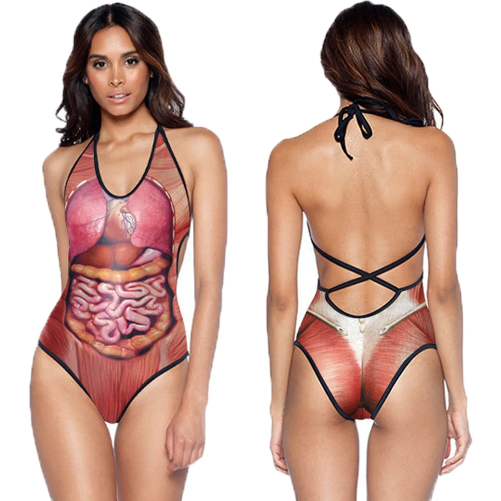 cosplay internal organs monokinis one piece halter bandage swimwear halloween costumes bathing suit sexy slim beachwear - Halloween Swimsuit cosplay internal organs monokinis one piece halter bandage swimwear halloween costumes bathing suit sexy slim beachwear - Halloween Swimsuit