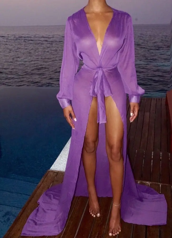Женский Летний Пляжный кружевной шифоновый бикини, накидка, купальный костюм, пляжный длинный халат