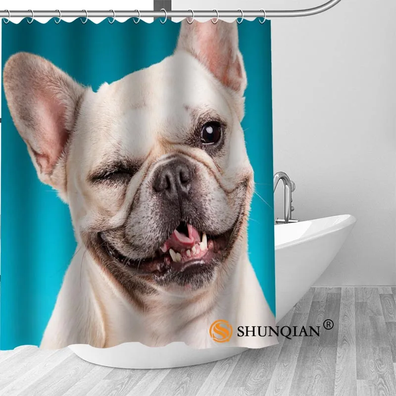 Щенок бульдога собака Душ занавес украшения для ванной комнаты для дома водонепроницаемый ткань Шторки для ванной занавес A18.1.3 - Цвет: 7