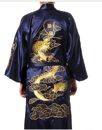 Женский Атласный халат кимоно с вышивкой размеры S M L XL XXL XXXL|satin robe long|satin robekimono