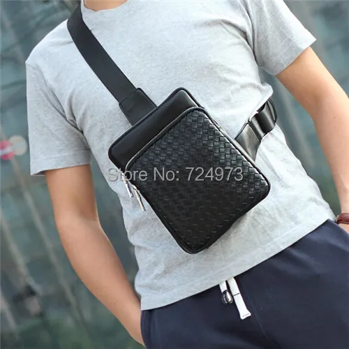 Designer brand black PU leather fanny 
