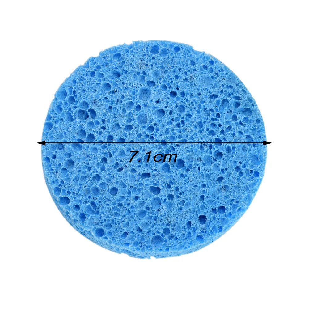 Одноразовая губка для умывания лица из натурального древесного волокна, очищающая губка для красоты, инструменты для макияжа, аксессуары, круглая желто-синяя вода 7,5 см 1O24