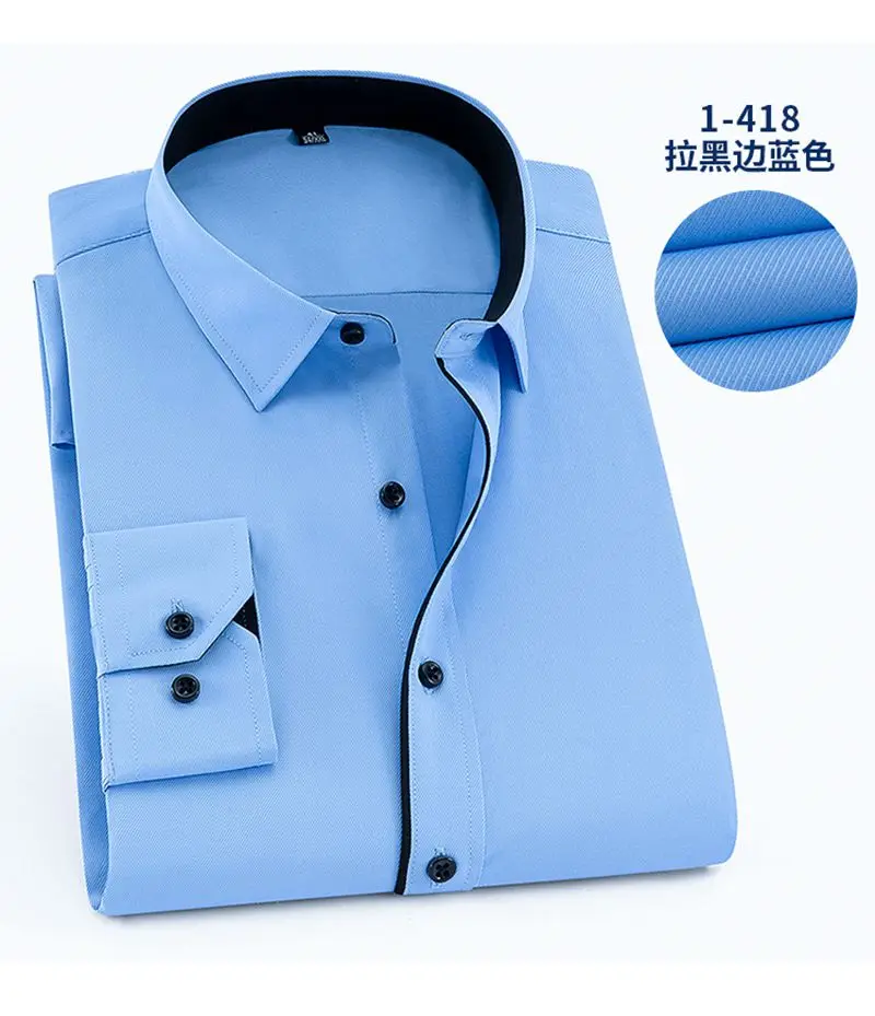 Для мужчин большой размеры 10XL 11XL 12XL 13XL 14XL с длинным рукавом лацканами бизнес офисные 11 цвет Формальные синяя рубашка 6XL 7XL 8XL 9XL