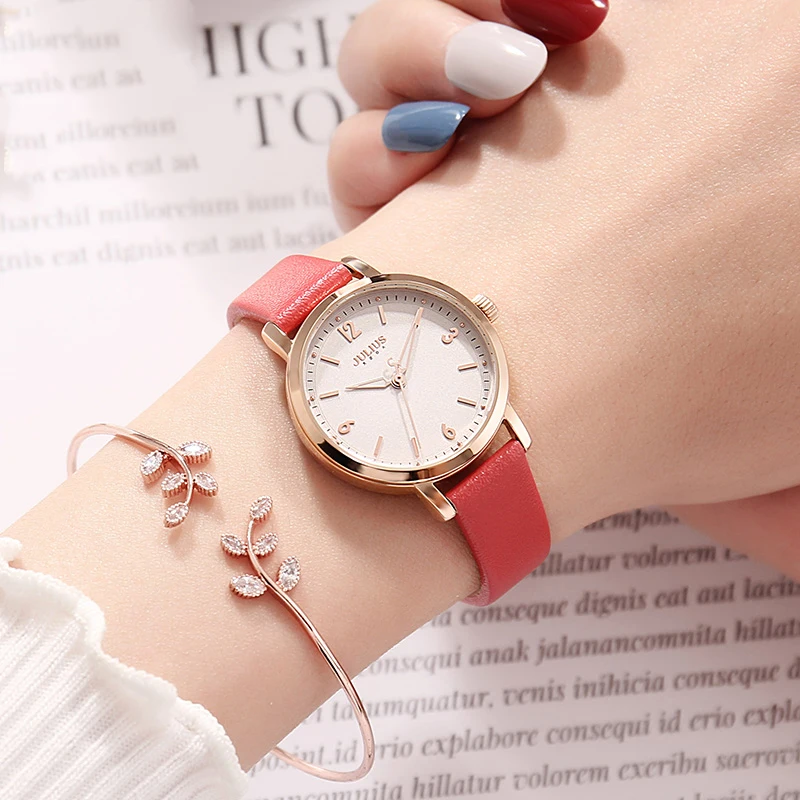 Skup Julius Lady klasyczny cyfrowy skórzany zegarek z tarczą kobieta proste podświetlane wskazówki zegarki kwarcowe sukienka zegar Montre Femme prezent