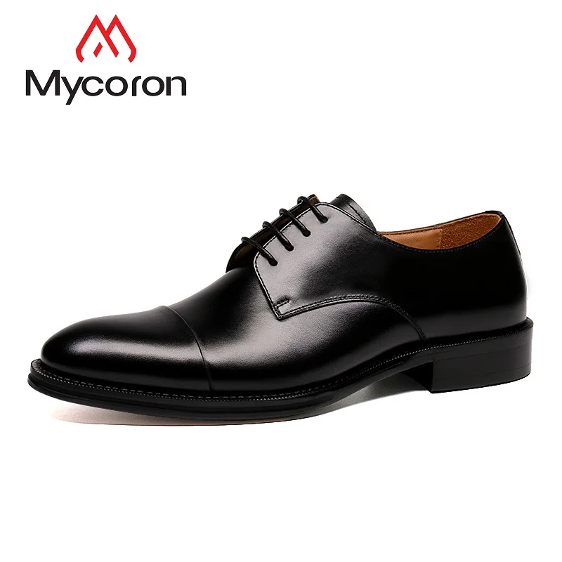 

MYCOLEN Men Leather Shoes Round Head Dress Business Brand Designer Men Shoes With Suit Wedding Shoes Sapatos Masculino Social