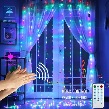 

3x3M LED fairy lights garland curtain string lights Remote control Home decoration bedroom window Christmas Holiday lighting