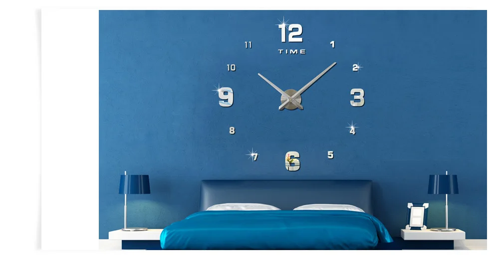 M.Sparkling 3D Mirror Effect Stickers Frameless Number Figure DIY Wall Clock