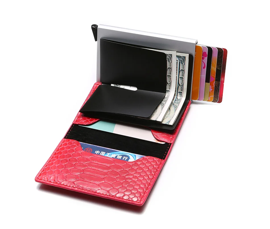 Rfid женский держатель для кредитных карт Алюминиевый металлический кошелек Дамский Мини Тонкий Бизнес ID держатель для карт сумка Визитницы держатель для пропуска