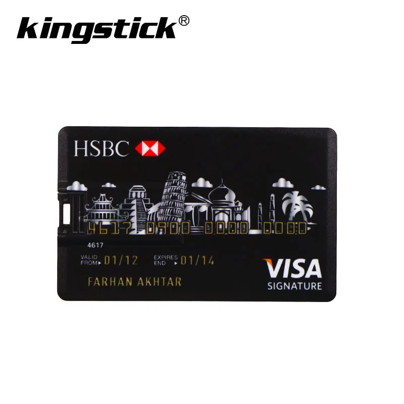 Реальный Ёмкость банковская карта памяти USB Стик HSBC Мастер кредитная карта USB флеш-накопитель 64Гб флэш-накопитель 4 ГБ 8 ГБ оперативной памяти, 16 Гб встроенной памяти, 32 ГБ флэш-накопитель 128 ГБ - Цвет: M4-HSBC-BLACK