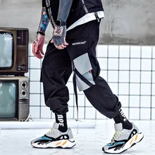 2019 New Hip Hop Casual Male Tatical Joggers Trousers Color Block Black Pocket Cargo Pants Harajuku Sweatpant Mens Pants 2019 New Hip Hop Casual Male Tatical Joggers Trousers Color Block Black Pocket Cargo Pants Harajuku Sweatpant Mens Pants