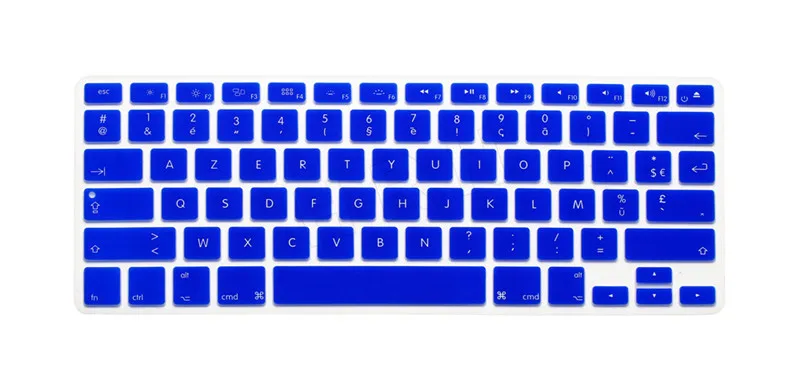 HRH AZERTY французский язык силиконовый чехол клавиатура кожи протектор для Macbook Air Pro retina 1" 15" 1" английская версия - Цвет: Dark blue
