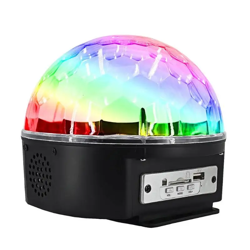 

Stage Lighting Bluetooth MP3 Crystal Magic Rotating Ball 9 Colors LED RGB Light Strobe Disco Stage Light with Remote Control