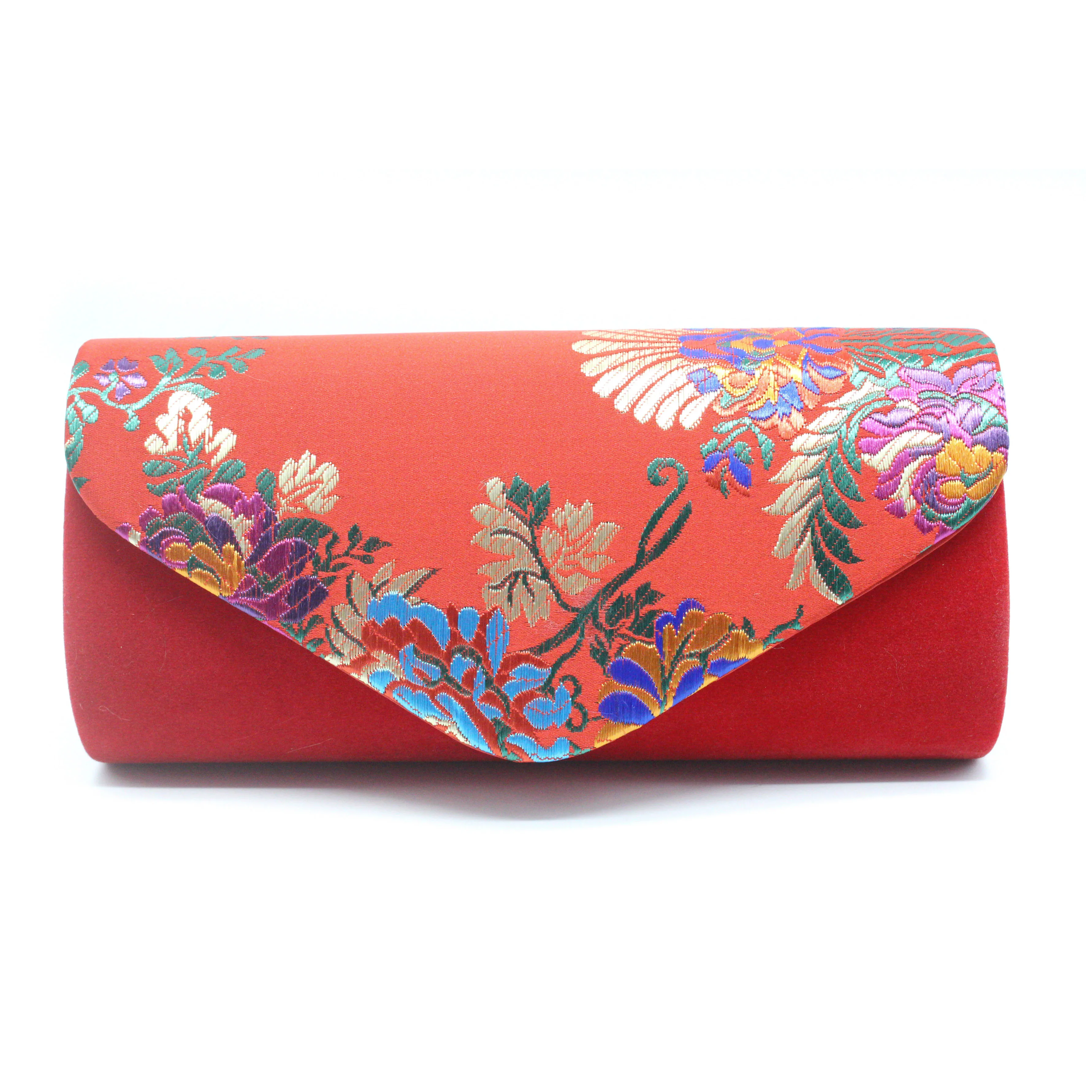

Chinese Retro Style Flower Embroidery Evening Clutch Bag Lady Woman Girl Female Velvet Envelope Clutch Bags