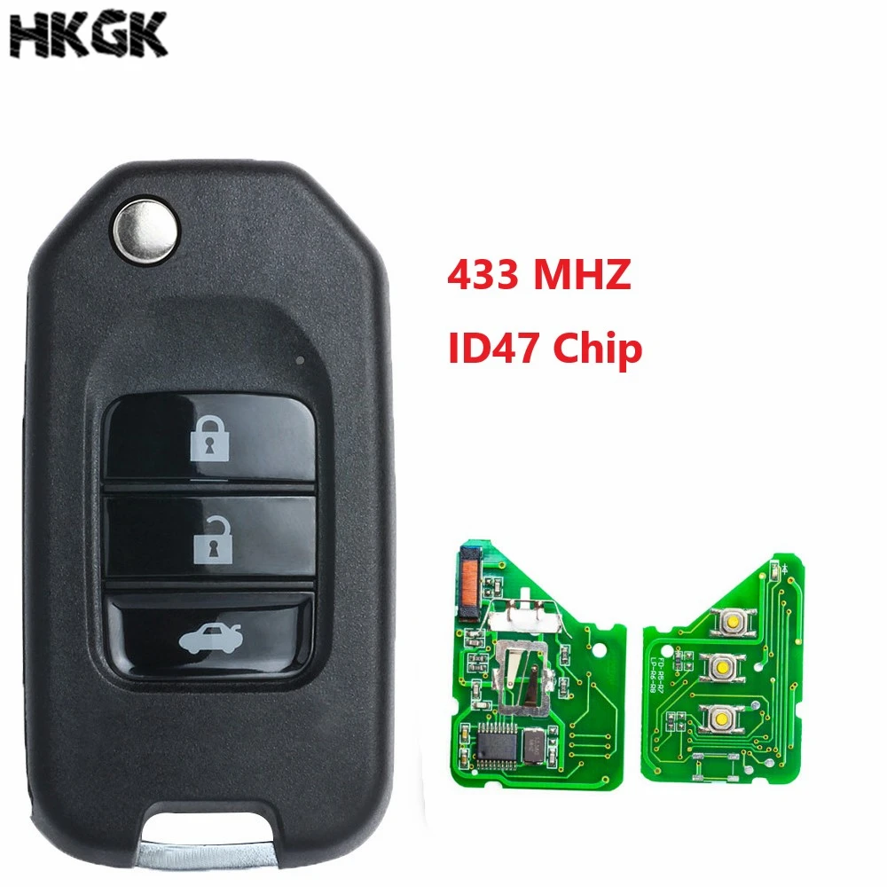3 кнопки дистанционного ключа 433 МГц с чипом ID47 для Honda New Accord Fit XRV CITY GREIZ 9th