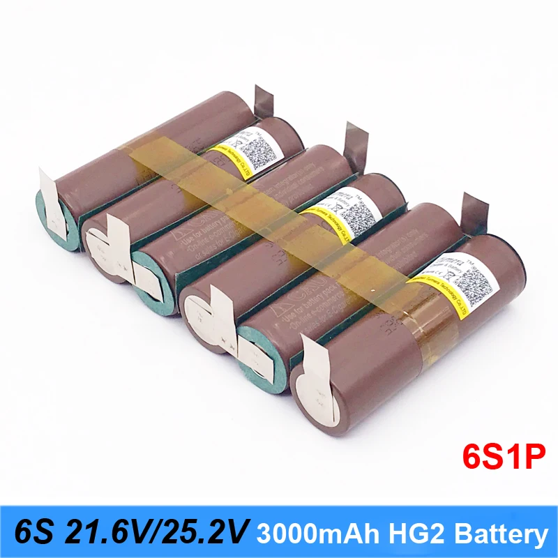 Günstig Batterie 18650 hg2 3000mAh 20amps 12,6 V zu 25,2 V schraubendreher batterie schweiß löten streifen 3S 4S 5S 6S akku (anpassen)