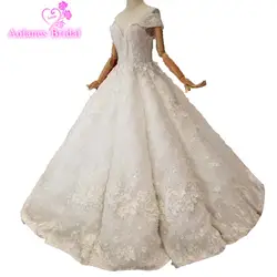 2019 горячая Распродажа 3d цветы волны юбка невесты высокого класса на заказ кружева свадебные платья арабские кристаллы Мода Vestido De Noiva