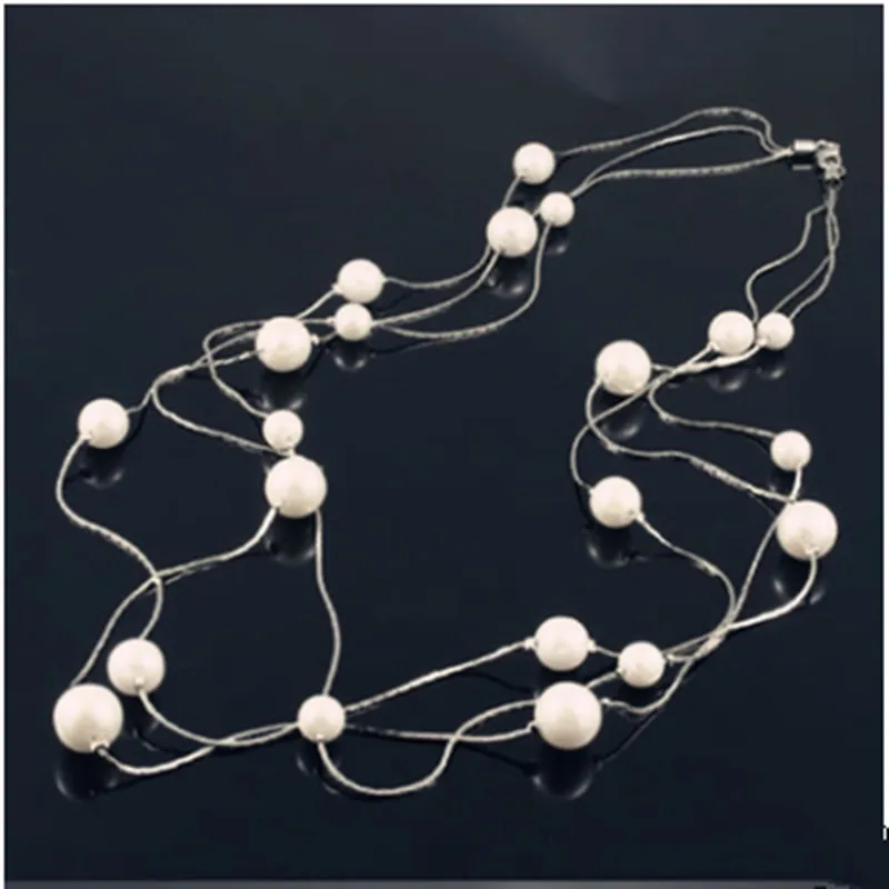 

hot selling long wire connected ball positioning beads multilayer Bohemia sweater chain necklace 0012