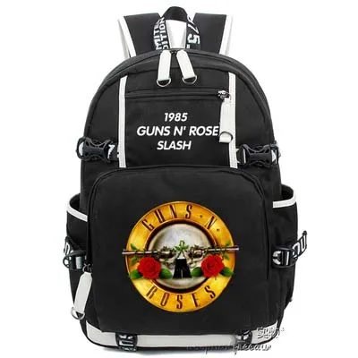 

Hot Anime Guns N' Roses Backpack Cosplay Fashion Rock Canvas Bag Luminous Schoolbag Travel Bags