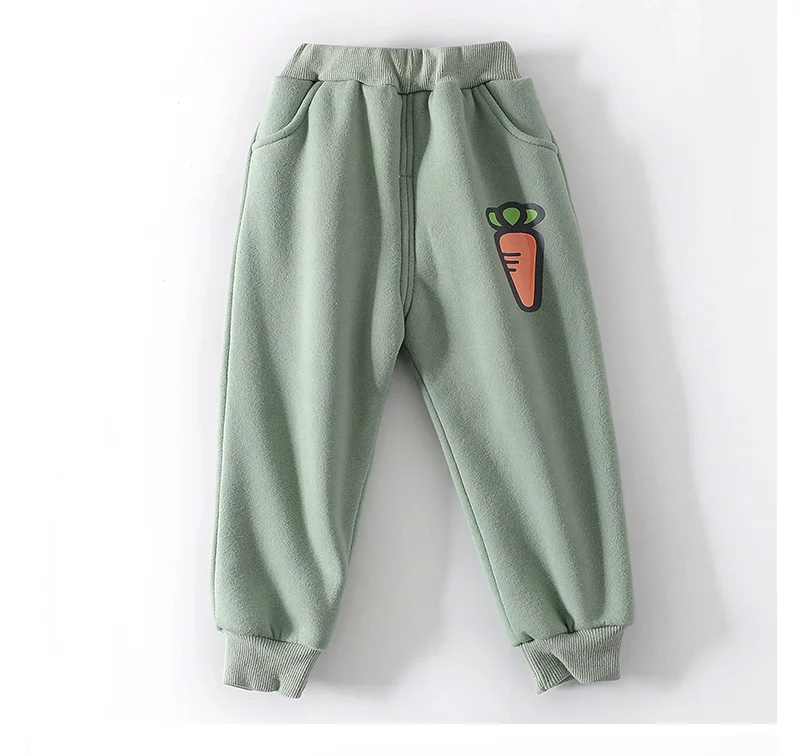 Новые зимние детские брюки из плотного флиса детские брюки с рисунком морковки
