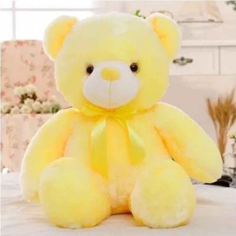 Креативный светящийся светодиодный плюшевый мишка, мягкие животные плюшевые игрушки, красочный светящийся Мишка Тедди на День святого Валентина для детей - Цвет: 50cm yellow