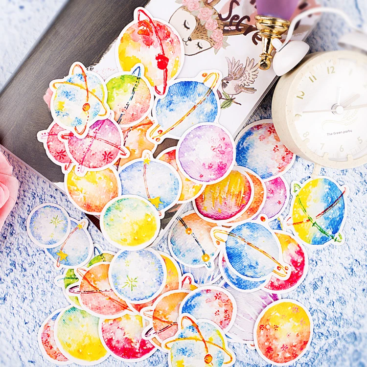 

42pcs/lot Traveling to the Moon Kawaii Mysterious Star Planet decoration stationery sticker diy ablum diary scrapbooking