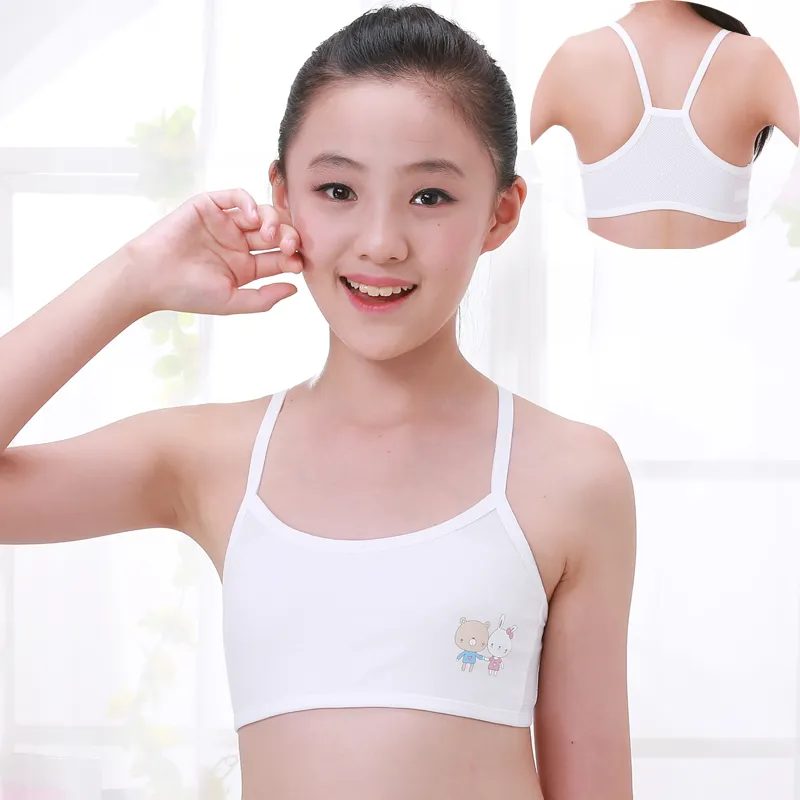Young Girl Teen Underwear Training Bra Thin Strap With Cup Pad Kids Children  Cotton Underwear Vest Top|Bras| - AliExpress
