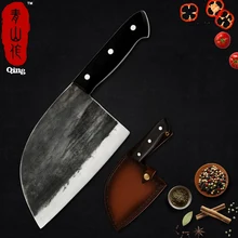 Нож для мясника ручной работы из высокоуглеродистой стали, китайский Кливер с полной ручкой, высококачественный топор нож и оболочка