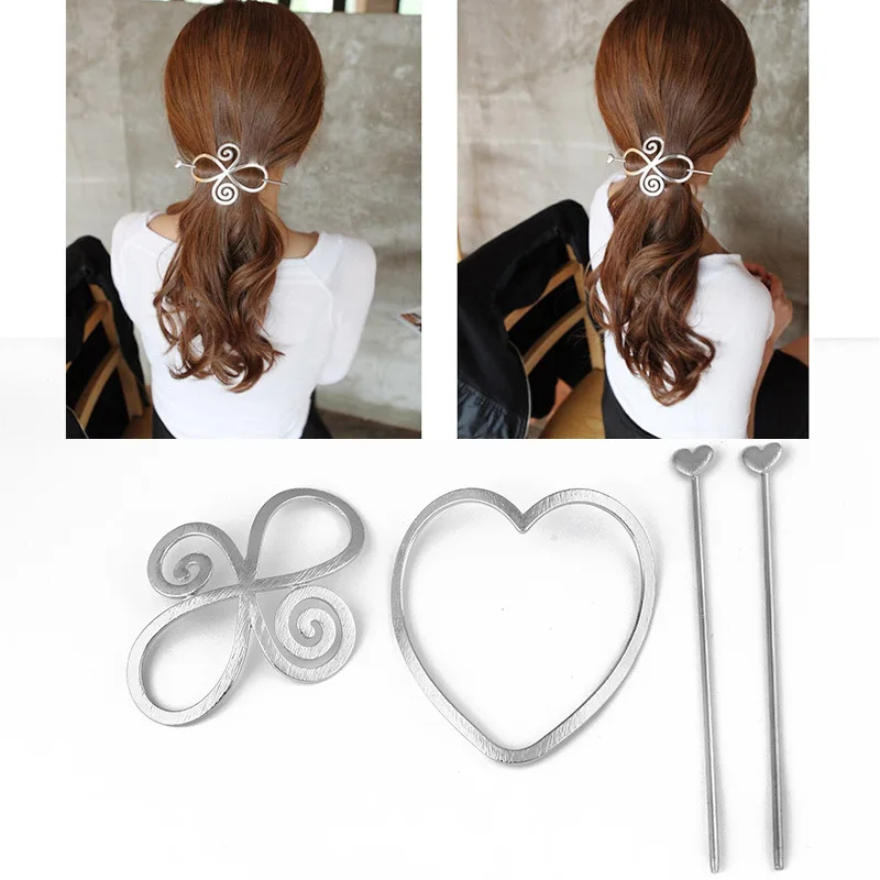 

Love Heart Hairpins Zinc Alloy Jewelry Gold-color Hair Sticks for Women Girls Hair Accessories Headwear Hairgraps