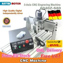 EU Ship free VAT 3 Axis Mach3 6040Z-S80 1500W 1.5KW Spindle Motor CNC Router Engraver Engraving Cutting Milling Machine 220VAC