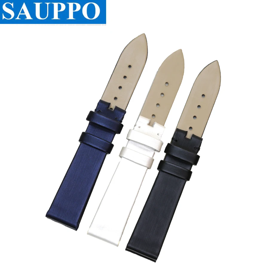 Ремешок для часов SAUPPO Spun Silk черный белый темно-синий кожаный ремешок из телячьей