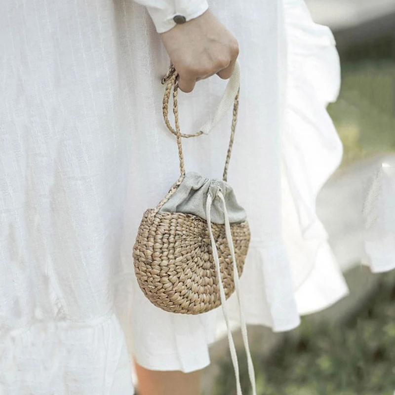 

Women's Handbags Semi-circular Straw Bag 2018 Retro Fashion Mini Hand-woven Shoulder Cross Body Beach Travel Bag Bolsa Feminina