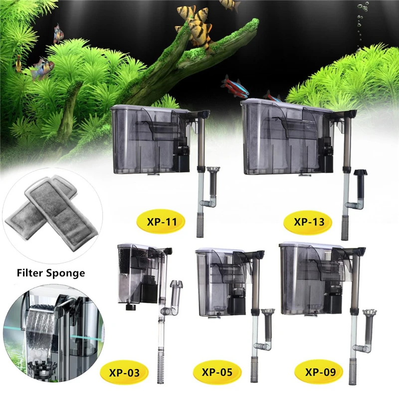 

220V 50Hz External Aquarium Hang On Waterfall Water Filter Fish Tank Marine Filtration 2.5W/3W/3.5W/4.2W/4.8W+Filter cotton