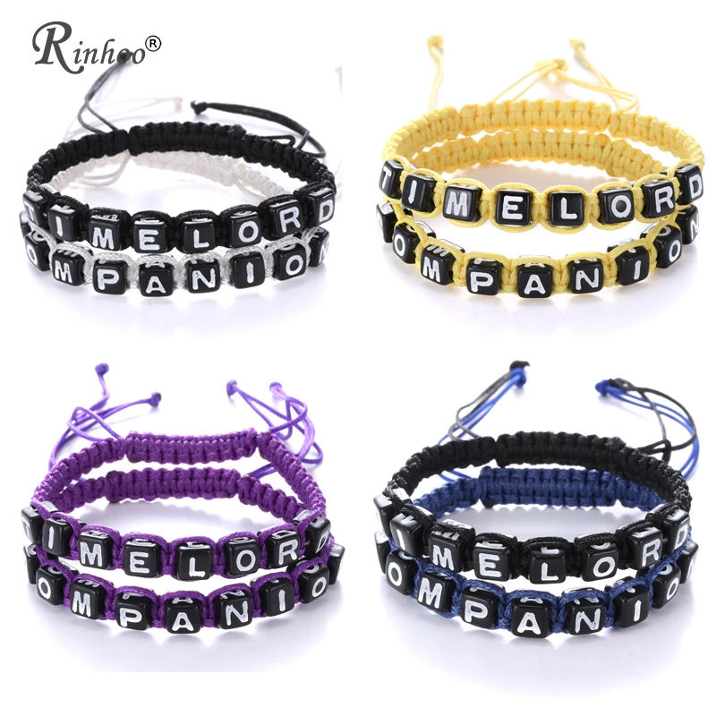 RINHOO 2pcs TIME LORD COMPANION Couples Bracelets Set Letters Bracelet Lovers Handmade Jewelry For Women Men | Украшения и