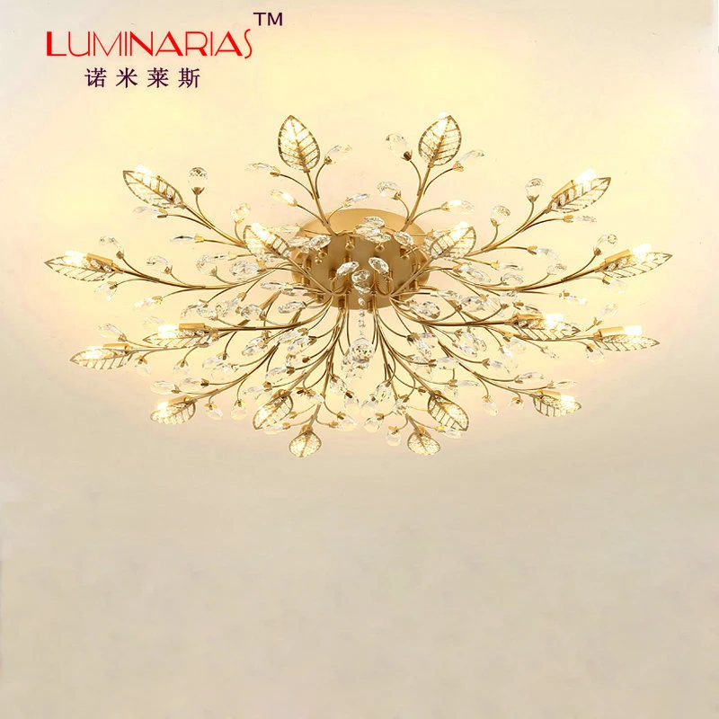 

American Country Vintage Crystal Ceiling light Branch Ceiling lamp Living room Dinning Room Lighting AC110V 220V E12 E14